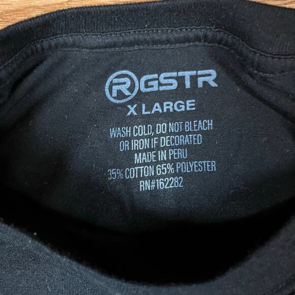 RGSTR Hustle Rose Black T Shirt Mens Sz XL Preowned - Picture 5 of 5